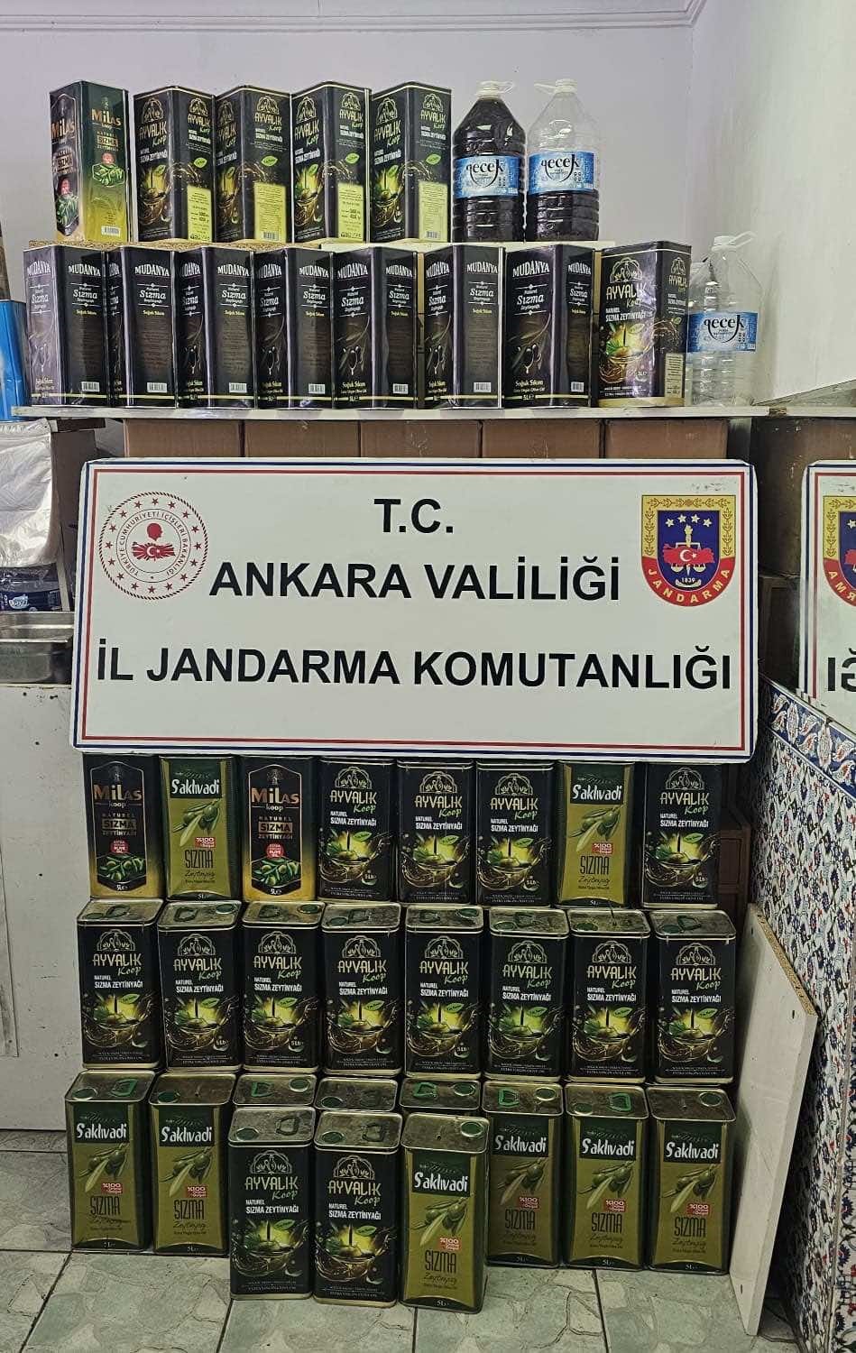 Ankara’da bir buçuk ton kaçak zeytinyağı ele geçirildi