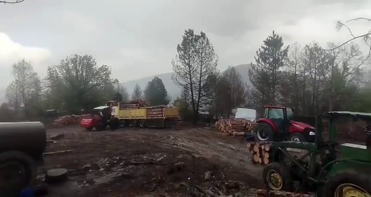 Orman işçilerinin yakınına yıldırım düştü
