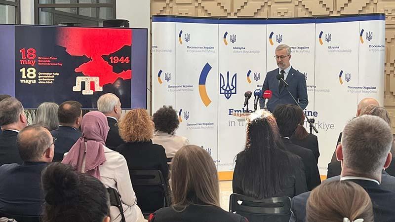 Kırım Tatar sürgünü, Ukrayna Büyükelçiliği'nde anıldıAnkara'da Ukrayna Büyükelçiliği'nde, Kırım Tatar Türkleri sürgününün 82'nci yıl dönümü dolayısıyla anma töreni gerçekleştirildi.