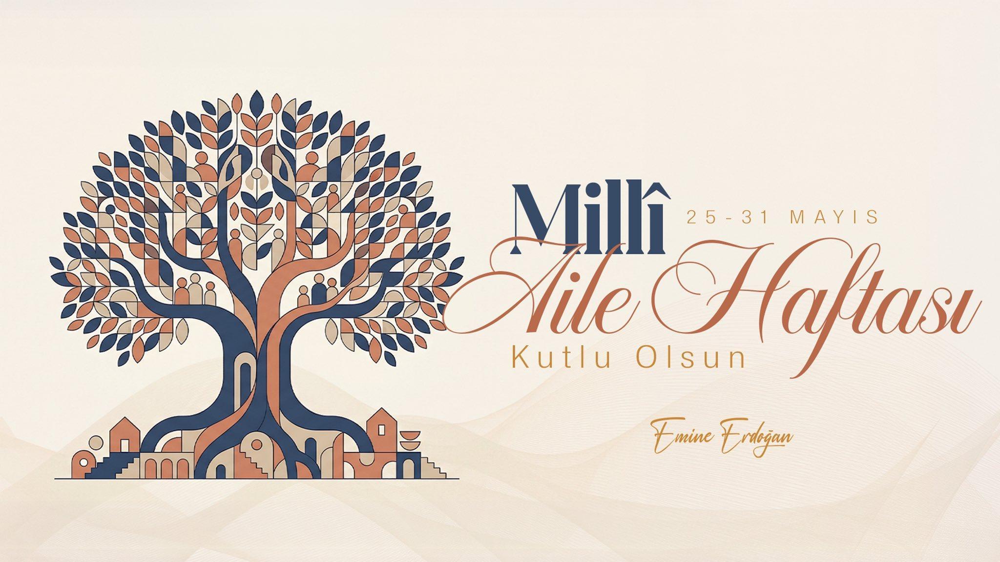 Emine Erdoğan: 'Milli Aile Haftası'nı tebrik ediyorumCumhurbaşkanı Recep Tayyip Erdoğan'ın eşi Emine Erdoğan, "Bu sene ilk kez kutladığımız, aile kurumunun önemini hatırlatan Milli Aile Haftası’nı tebrik ediyorum" dedi.