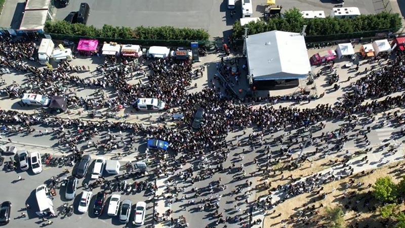 Kanye West konseri öncesi stadyum çevresindeki yoğunluk havadan görüntülendi