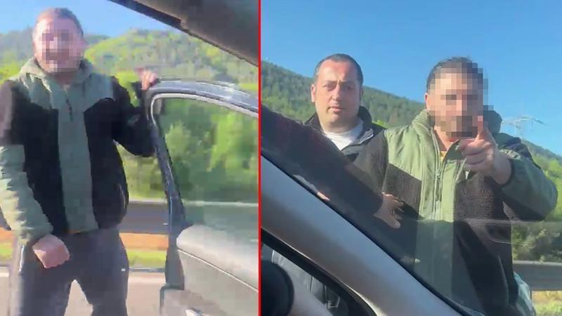Otoyolda tartıştığı sürücüyü darbetti, o anlar kamerada