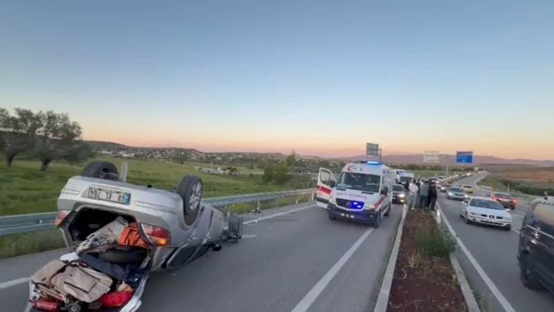 Piknikten dönen ailenin bulunduğu otomobil takla attı: 4'ü çocuk 7 yaralı