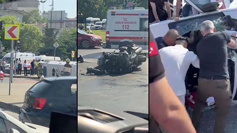 Kağıthane'de ambulans ile motosiklet çarpıştı: 3'ü sağlık çalışanı 4 yaralı