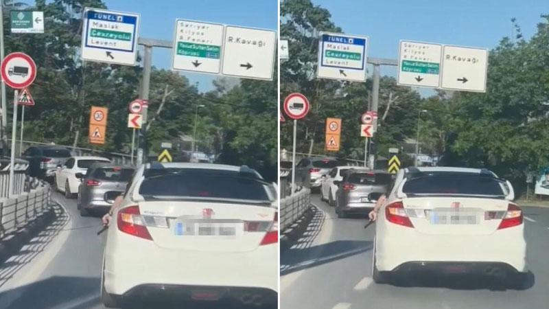 Sarıyer’de trafikte araçtan silah gösteren şüpheli yakalandı; silah oyuncak çıktı